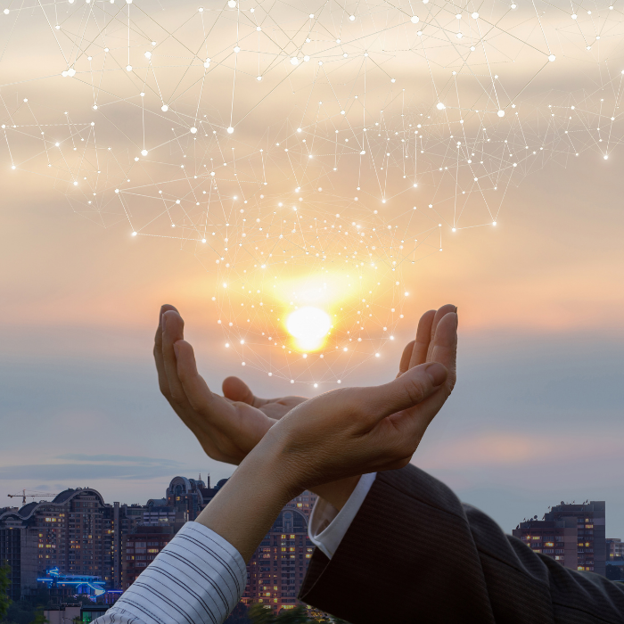 Hands holding the sun