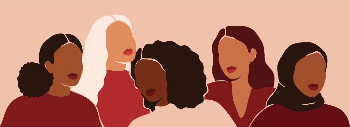 Illustration of five women