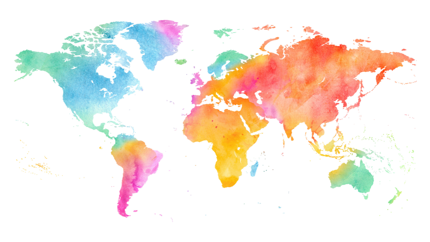 a multi-color map of the world